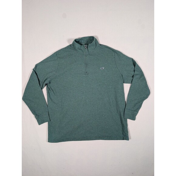Vineyard Vines Men's 1/4 Zip Saltwater Knit Pullover 2XT Green Preppy Casual - Picture 2 of 8